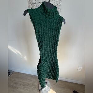 Women’s Sleeveless Textured Knit Dress - Dark Green